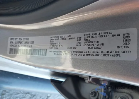 2021 Ram 1500 Big Horn 4X2 5'7 Box z USA, uszkodzony, nr VIN 1C6RREFT1MN661855